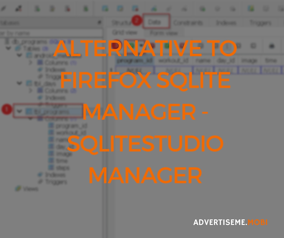 Alternative to Firefox SQLite Manager SQLiteStudio Manager Header